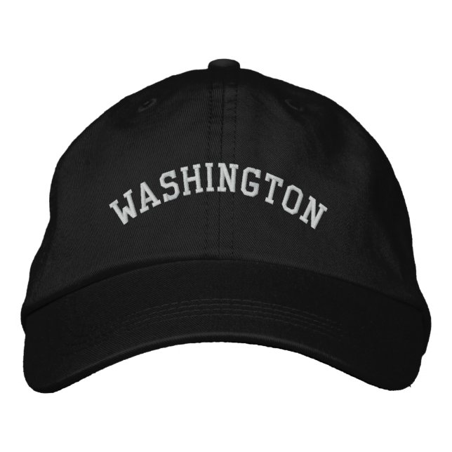 Brodée Casquette réglable brodé de Washington noir (Devant)