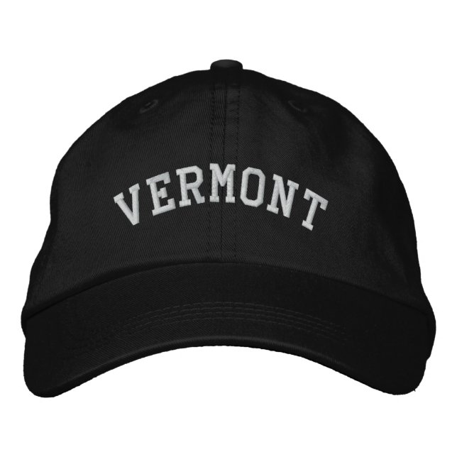 Brodée Casquette réglable brodé du Vermont noir (Devant)