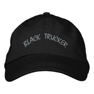 Brodée Casquette réglable de luxe BLACK TRUCKER Noir