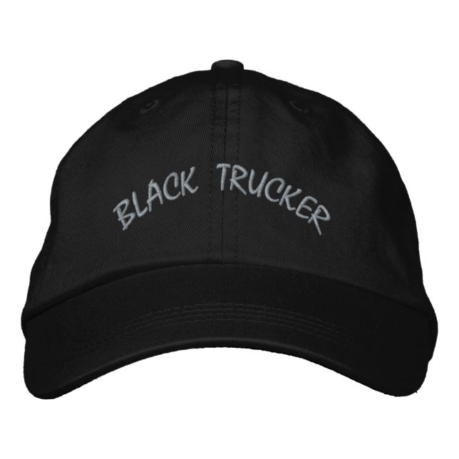 Brodée Casquette réglable de luxe BLACK TRUCKER Noir (Devant)