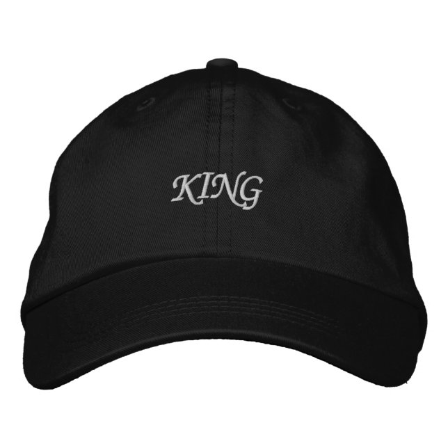 Brodée Casquette réglable Royal Black avec un gros "King" (Devant)
