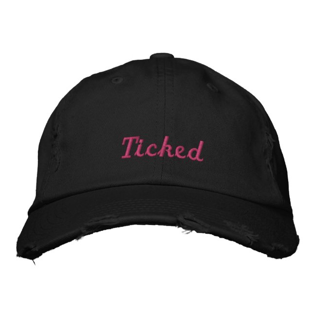 Brodée Casquette rose et noir de Lyme_Ticked - Kendelle (Devant)