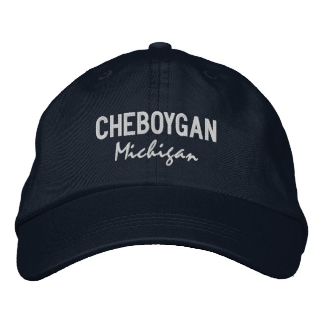 Brodée Cheboygan Michigan Casquette de baseball brodé (Devant)