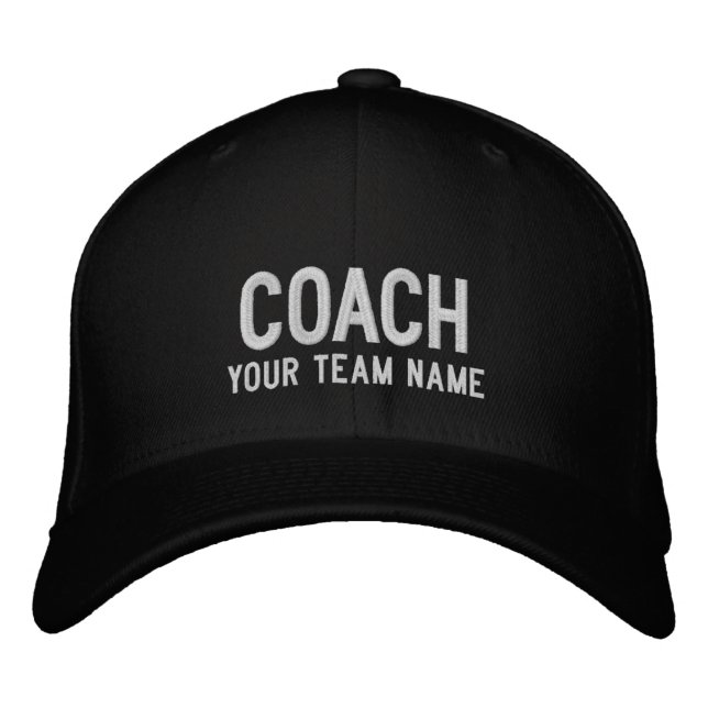 Brodée Coach Sports Team Casquette - Nom personnalisé (Devant)
