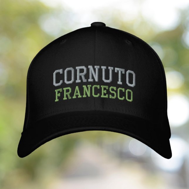 Brodée Cornuto casquette brodé personnalisé (Personalized Cornuto Embroidered Hat - Funny Italian Sicilian heritage gift)