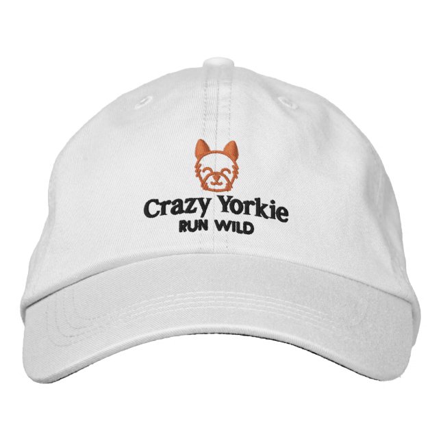 Brodée Crazy Yorkie Casquette de baseball brodé Casquette (Devant)
