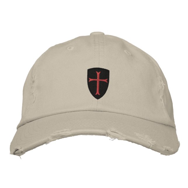 Brodée Crussader Cross Distressed Baseball Casquette (Devant)