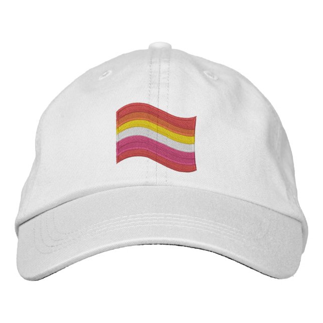 Brodée Drapeau de la fierté lesbienne Casquette de baseba (Devant)