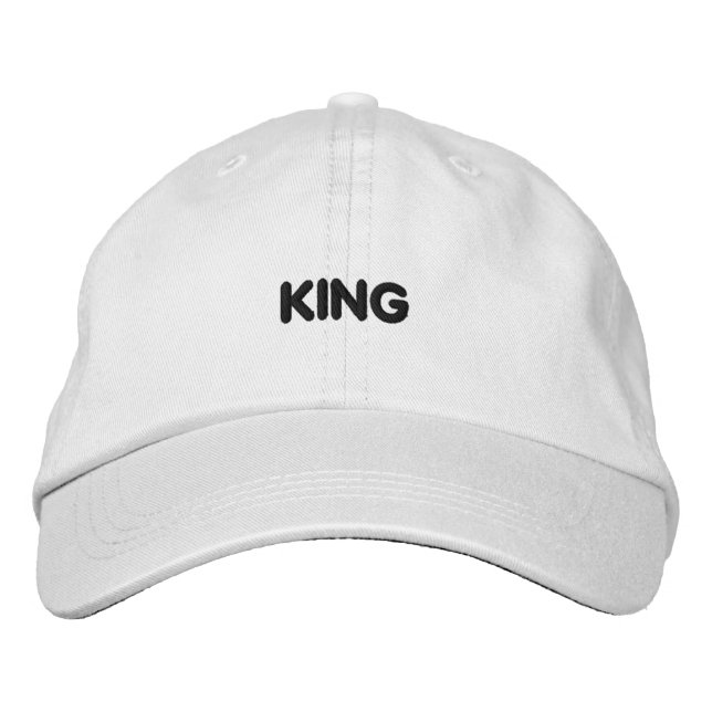 Brodée Élégant Casquette Blanche Élégante avec Texte Roi  (Devant)