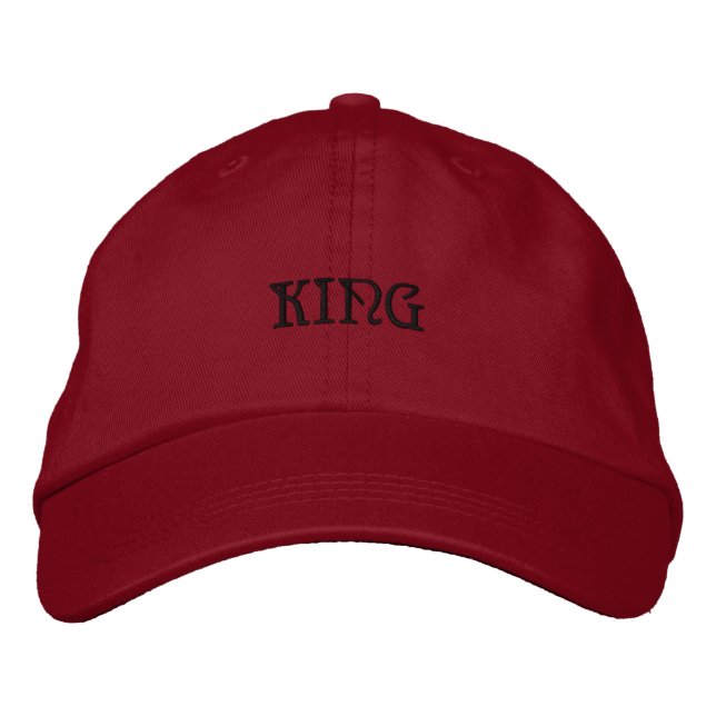 Brodée Élégant Nom KING Couleur rouge Casquette (Devant)
