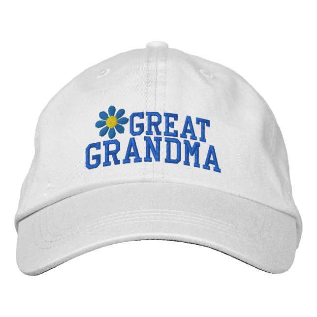 Brodée Grand-mère Bleu Fleur Casquette brodé (Devant)