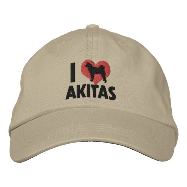 Brodée I Love Akitas Casquette brodé (Devant)