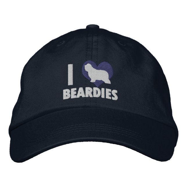 Brodée I Love Beardies Casquette brodé (bleu) (Devant)