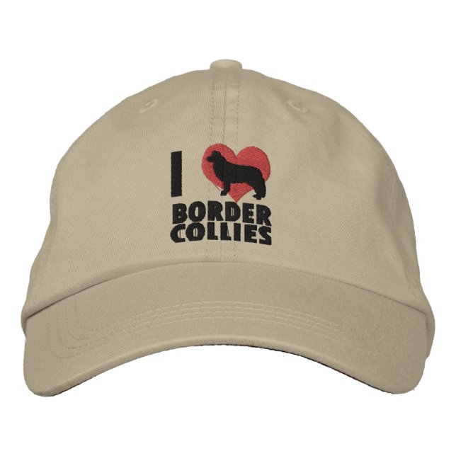 Brodée I Love Border Collies Casquette brodé (Devant)
