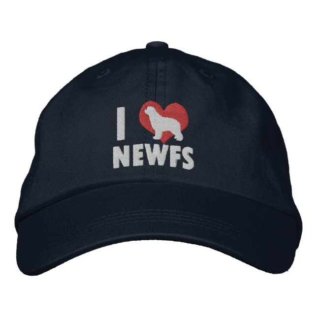 Brodée I Love Newfs Casquette brodé (foncé) (Devant)