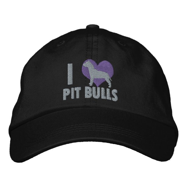 Brodée I Love Pit Bulls Casquette brodé (Devant)