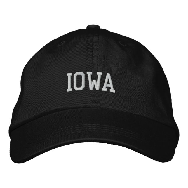 Brodée Iowa brodé Casquette ajustable noir (Devant)