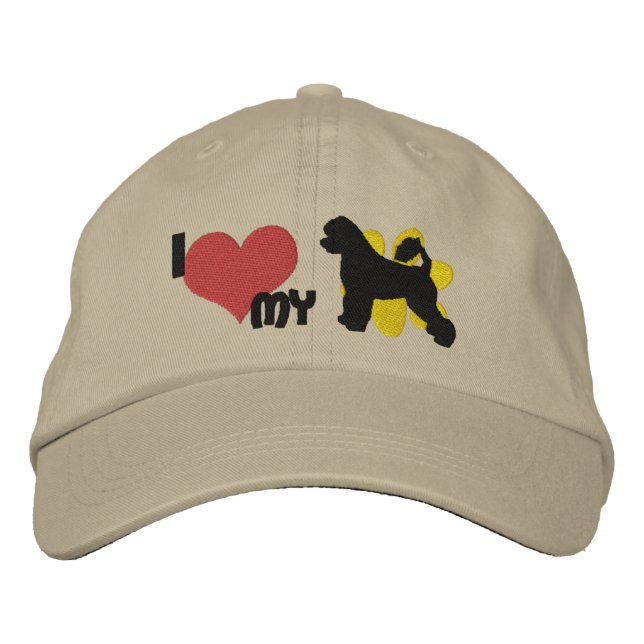 Brodée J'aime mon chien d'eau portugais brodé Casquette (Devant)