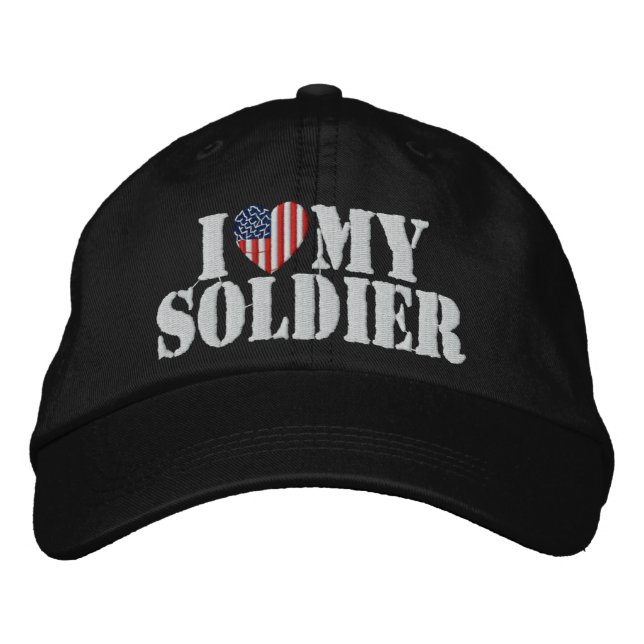 Brodée J'aime mon soldat Casquette brodé (Devant)