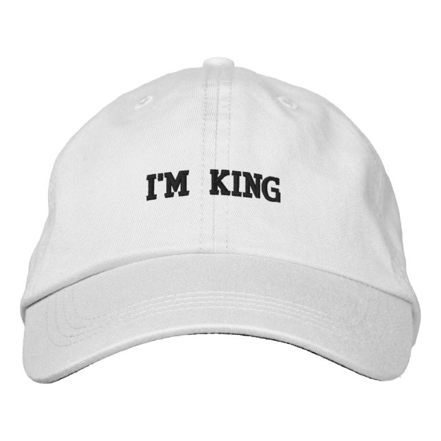 Brodée Je suis King imprimé Texte Blanc Couleur Casquette (Devant)