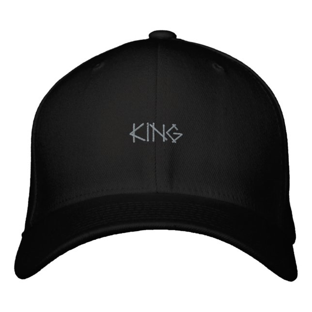 Brodée KING texte personnalisé Black Visor Casquette Casq (Devant)