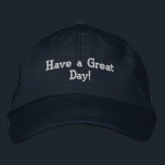 Brodée Message positif Casquette de la Marine "Bonne jour<br><div class="desc">Ce casquette en coton de marine présente le message positif et stimulant "Bonne journée!" brodé en lettres élégantes. Conçu avec une sangle réglable, il offre un ajustement confortable pour toutes les tailles. Fabriqué en coton durable, ce casquette allie style et motivation, ce qui en fait l'accessoire parfait pour diffuser de...</div>