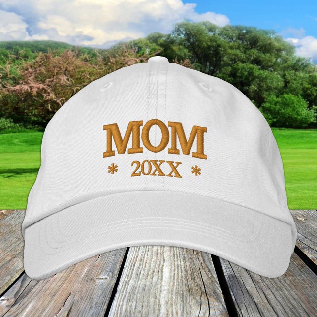 Brodée MOM 20XX brodé baseball casquette or / blanc (Créateur téléchargé)