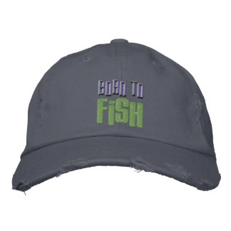 Brodée Né à Poisson brodé Distressed Baseball Casquette