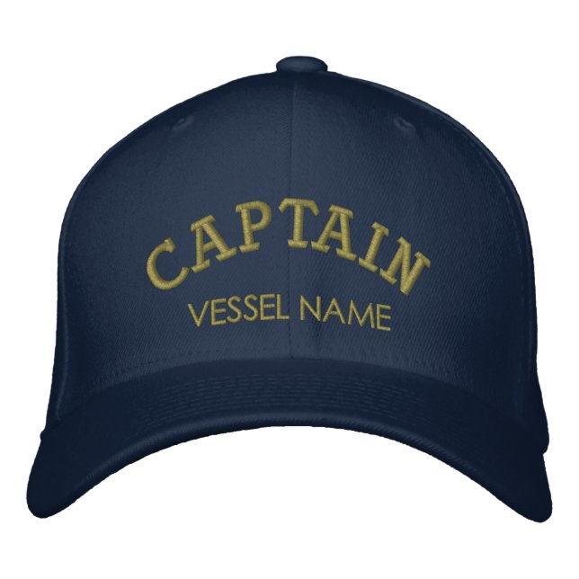 Brodée Nom de bateau personnalisé Capitaine Casquette (Devant)