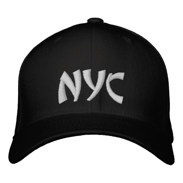 Brodée NYC Nom personnalisé Casquette de baseball noir et (Devant)