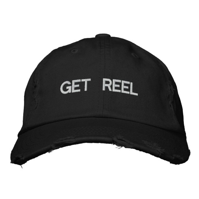 Brodée Obtenir Reel Pêche Casquette brodé noir (Devant)