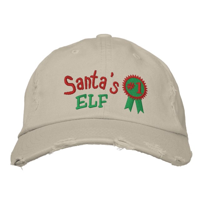 Brodée Père Noël Elf Brodé Casquette (Devant)