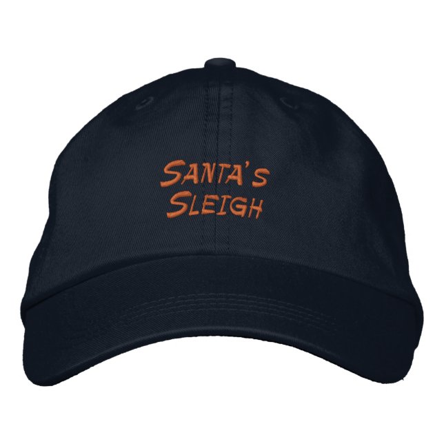 Brodée Père Noël Sleigh Navy Custom Réglable Casquette (Devant)