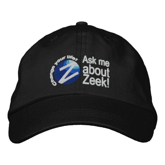 Brodée "Posez-moi des questions sur Zeek !" Casquette noi (Devant)