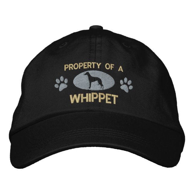 Brodée Propriété d'un Casquette brodé Whippet (Devant)