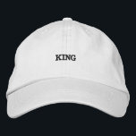 Brodée Roi brodé beau texte sur Casquette blanc en coton<br><div class="desc">Commandez l'attention avec ce casquette réglable blanc,  brodé avec le texte "King" frappant. Le tissu en coton offre confort et style,  tandis que la fermeture réglable garantit un ajustement parfait pour ceux qui recherchent une touche de pourcentage.</div>