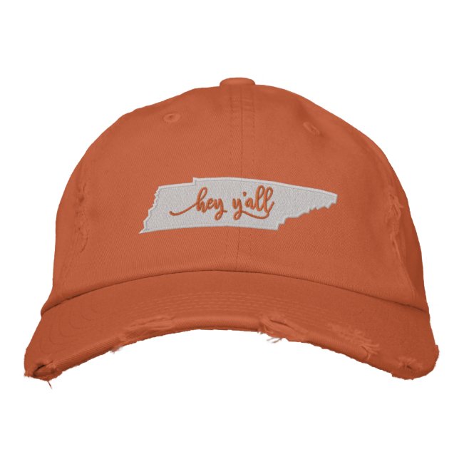 Brodée Tennessee Hey Y'all Casquette - Orange (Devant)