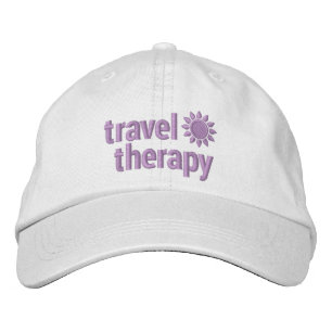 Brodée Thérapie de voyage Casquette brodé en blanc & lava