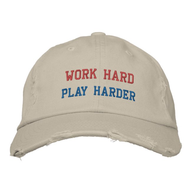 BRODÉE TRAVAILLER DUR JOUER DUR CASQUETTE (Devant)