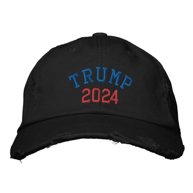 BRODÉE TRUMP 2024 CASQUETTE NOIR DÉTRUIT (Devant)