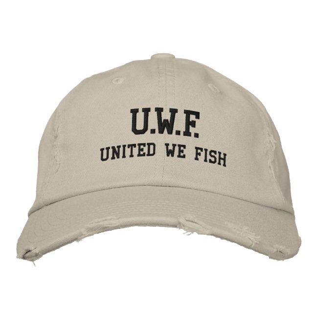 Brodée UNITED WE FISH™ Distressed Chino Twill Casquette (Devant)