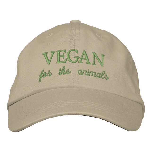 Brodée Vegan pour les animaux casquette brodé beige (Devant)