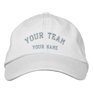 Brodée Votre équipe Brodé Blanc/Bébé Bleu Casquette Modèl