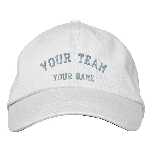 Brodée Votre équipe Brodé Blanc/Bébé Bleu Casquette Modèl (Devant)