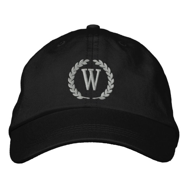 Brodée Votre Monogramme Lettre Casquette unique Laurels B (Devant)