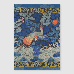 Broderie chinoise bleu d'oiseau Vintage
