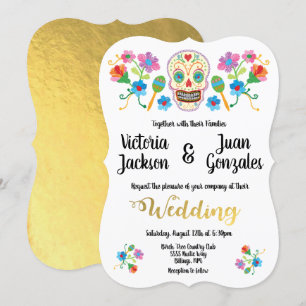 Broderie Crâne de sucre Invitations de mariage mex