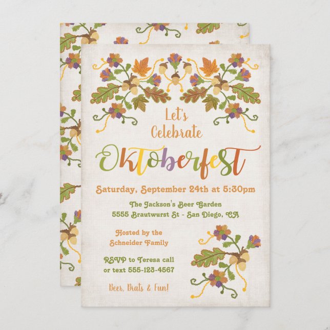 Broderie d'art populaire Oktoberfest Invitations (Devant / Derrière)