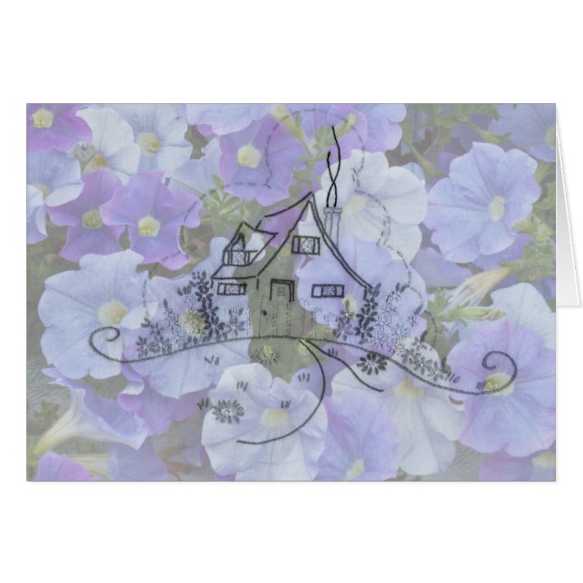 Broderie de chalet et carte Petunias (Devant horizontal)