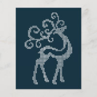 Broderie de Noël bleue rennes bois saisonnière